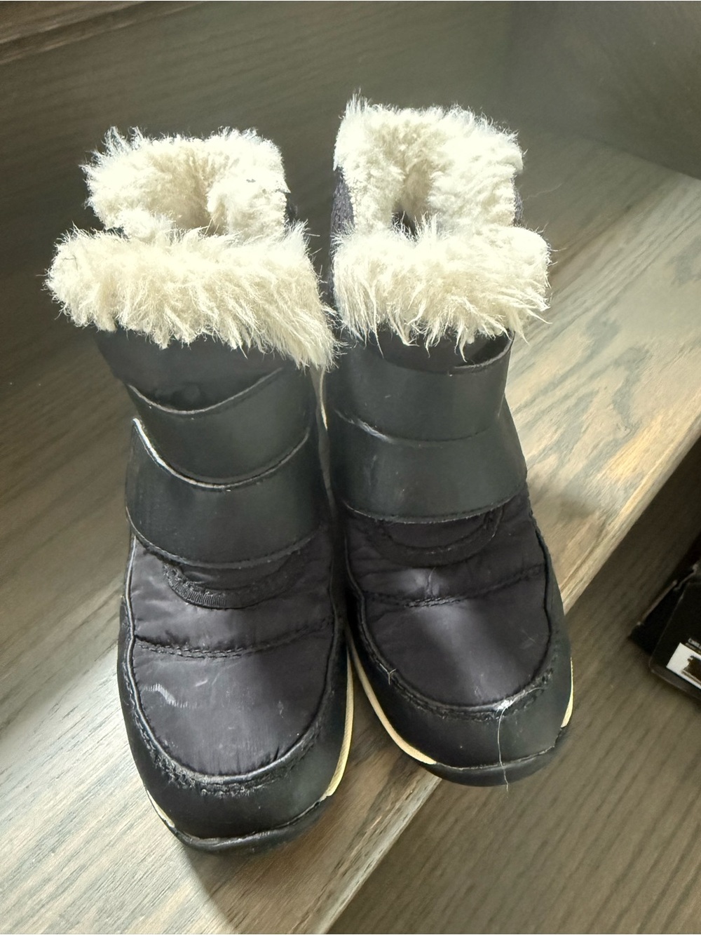 SOREL Kids Black Winter Boots with Faux Fur Trim size 13 little kids